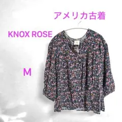美品ノックスローズ アメリカ古着 花柄レーヨンブラウス 総柄チュニック M