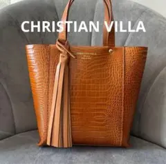 Christian Villa クロコ型押し　2wayショルダーバッグ　極美品