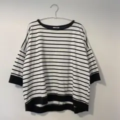 &organic ボーダーカットソー　トップス　七部丈　フリーサイズ