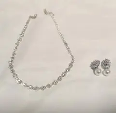 ブライダルアクセサリー ネックレスとイヤリングセット