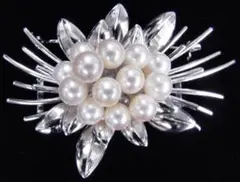 ミキモト(MIKIMOTO) 925シルバー(銀製)スズラン（鈴蘭)真珠ブローチ