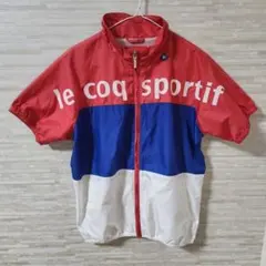 【M】ルコックスポルティフ ゴルフウェア ジャケット 半袖 白 青