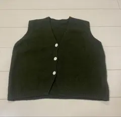 SHEIN ダークグリーン Vネック ニットベスト Lサイズ