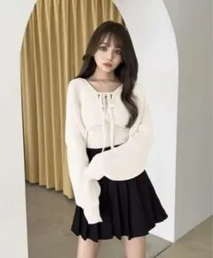 クロップド丈カーディガンXキャミソールニットアンサンブル