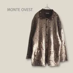 MONTE OVEST 【L】綿ニットジャケット　ハートチョコレート色　ボタン