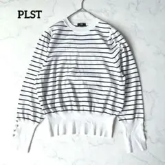 PLST UVカットレーヨンブレンドドルマンセーター ボーダー サマーニット S