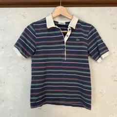 LACOSTE ネイビー ストライプ ポロシャツ 40