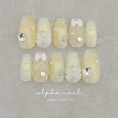 うみ様専用 イエローチェック チークネイルチップ