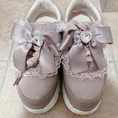 リボン付き厚底スニーカー ピンク