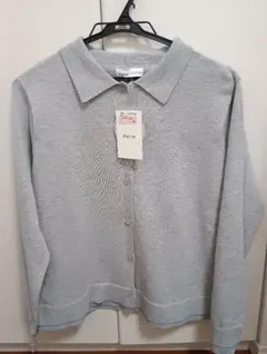 しまむら　襟付き　ニット　カーディガン　グレー　ブルー　М　新品未使用　タグ付き