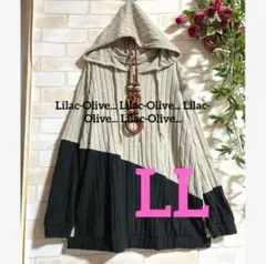 5373新品⭐️LL〜3L＊お洒落なナナメ切替ふわふわパーカー大きいサイズ