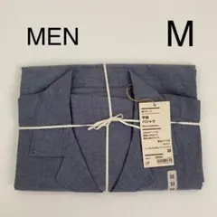 無印良品　メンズ　綿ブロード　半袖パジャマ　ネイビー　M