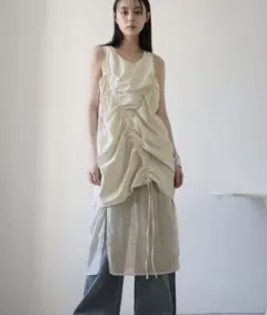 お値下げ〈一度着用〉3way シャーリングデザインレイヤードワンピース