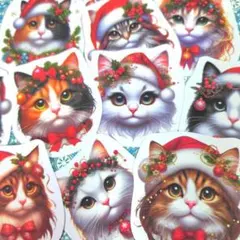 クリスマスキャッツ クリスマスシール フレークシール ハンドメイド