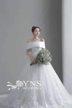 YNS WEEDINGオフショルダー ホワイト ウェディングドレス