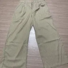 ストライプ ワイドパンツ 薄いグリーン