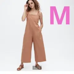 ユニクロ リネンブレンドサロペット ブラウン Mサイズ 新品