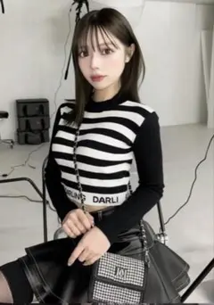 Darich ボーダージャガードニットトップス