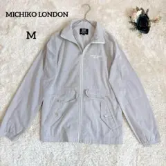 【ミチコロンドン】ジップアップジャケット シャツ ストライプ グレー M