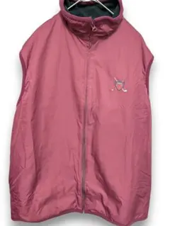 90s Polo GOLF ナイロンベスト フリース 短丈 バーガンディ