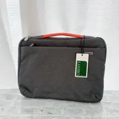 そ　パソコンケース　グレー　持ち手 オレンジ　32×24cm 撥水加工　軽量