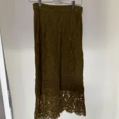 ナノユニバース　マスタードカラー　レース スカート