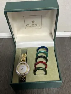 稼働品 GUCCI チェンジングベゼル レディース腕時計 白色文字盤 新品電池のサムネイル