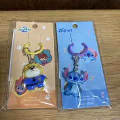 ディズニー キーホルダー 2種セット ズートピア スティッチ