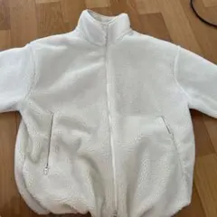 ホワイト フリースジャケット ハイネック