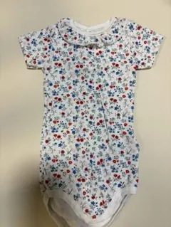 プチバトー 衿付き半袖ボディ 花柄