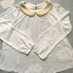 ②franche lippee フランシュリッペ　ブラウス　シアー　ボア　リボン