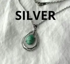 ビンテージ　ターコイズ？　シルバー　ネックレス　SILVER　カボション
