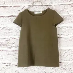 z2736:tocco closet サマーニット　ストレッチ 半袖ブラウン　M