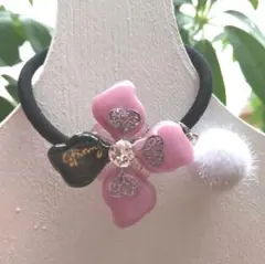 ハンドメイド レジン ヘアゴム フラワーモチーフ　No.160