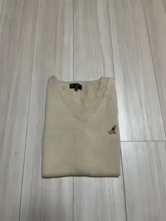KANGOL Vネック ニットベスト ベージュ M