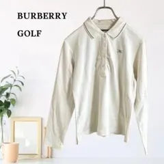 zY367【M】BURBERRY GOLF ポロシャツ 長袖 ロゴ刺繍 Mサイズのサムネイル