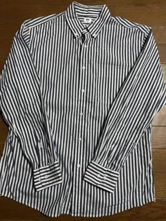 00's OLD UNIQLOストライプボタンダウンシャツ M 紺/白y2k