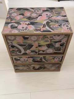 和風花柄3段小物収納ボックス