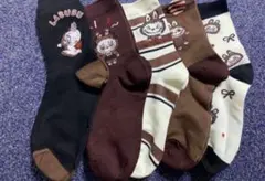 新品　ラブブ labubuソックス 5点セットかわいいレディースクルー丈女性靴下