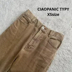 チャオパニックティピー 【XS】 ハイウエストパンツ ブラウン 加工デニム ゴム