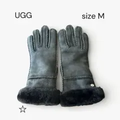 【美品】UGG アグ ムートン 手袋 グローブ シープスキン ブラック Mサイズ