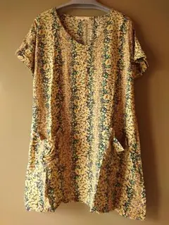 花柄　チュニック　イエロー系