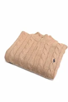 【美品】POLO RALPH LAUREN QR ケーブルニット ハーフジップ