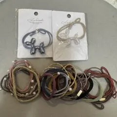 リボンとパール付きヘアゴムセット