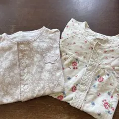 まとめ売り ベビー ロンパース 半袖 花柄 ベージュ 女の子 70cmのサムネイル