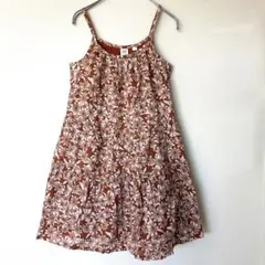GAP KIDS キャミワンピース 花柄 総柄 ガールズ L 140 ブラウン