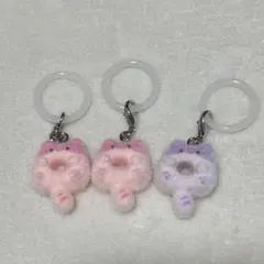 フロッキー加工 ねこ ドーナツ めじるしアクセサリー 3個セット