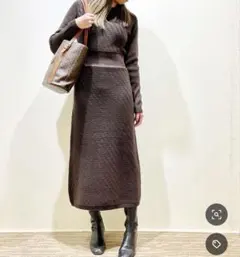 【未使用】LOVELESS リブコンビ　ニットドレス　ニットワンピース ロング