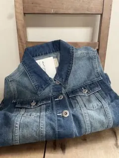 新品タグ付 アンティカ ヴィンテージ加工 デニムジャケット M 水色ステッチ