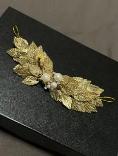 ヘッドドレス　ブライダル　ゴールド